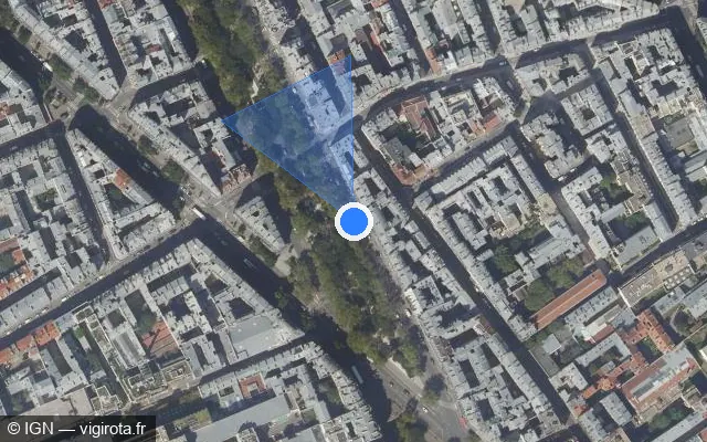 Vue satellite de l'emplacement du radar de feu rouge à Paris