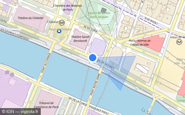 Vue plan de l'emplacement du radar de feu rouge à Paris