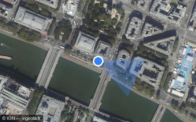 Vue satellite de l'emplacement du radar de feu rouge à Paris