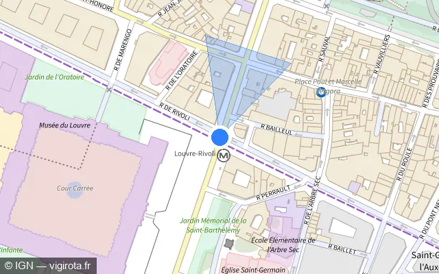 Vue plan de l'emplacement du radar de feu rouge à Paris
