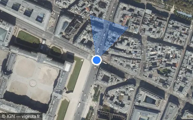 Vue satellite de l'emplacement du radar de feu rouge à Paris