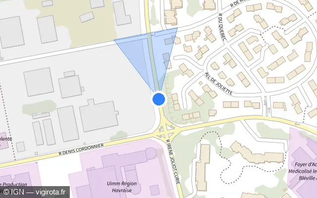 Vue plan de l'emplacement du radar de feu rouge à Sainte-Adresse