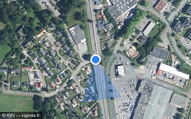 Vue satellite de l'emplacement du radar de feu rouge à Dieppe