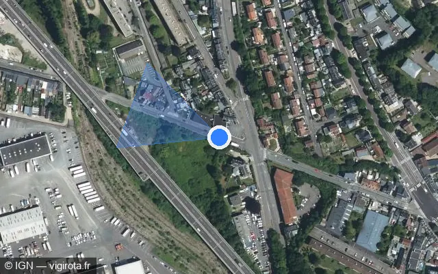 Vue satellite de l'emplacement du radar de feu rouge à Déville-lès-Rouen