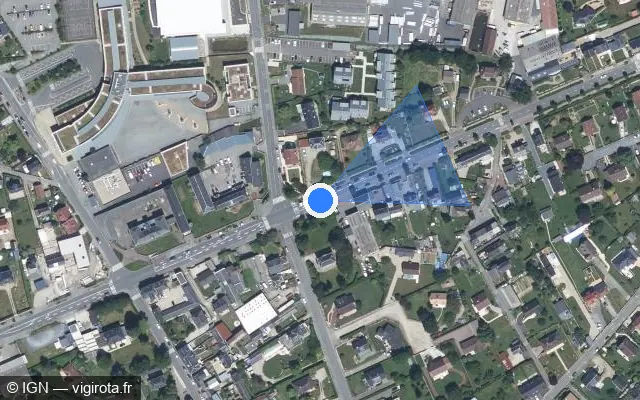 Vue satellite de l'emplacement du radar de feu rouge à Saint-Romain-de-Colbosc