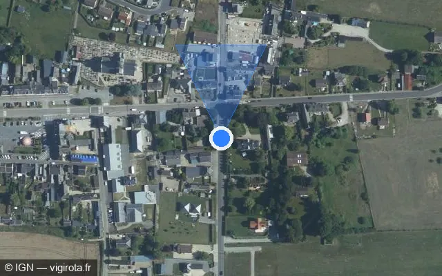 Vue satellite de l'emplacement du radar de feu rouge à Saint-Laurent-en-Caux