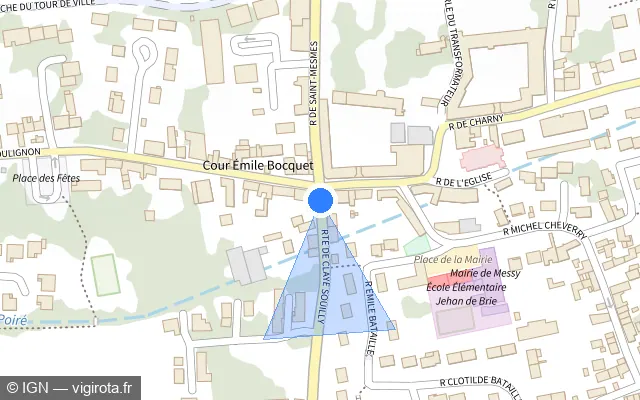Vue plan de l'emplacement du radar de feu rouge à Messy