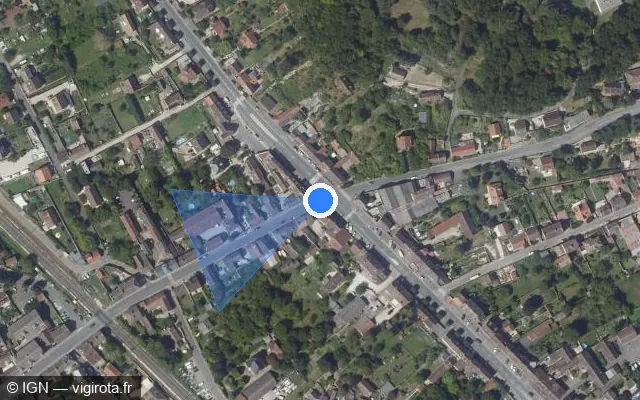 Vue satellite de l'emplacement du radar de feu rouge à Souppes-sur-Loing