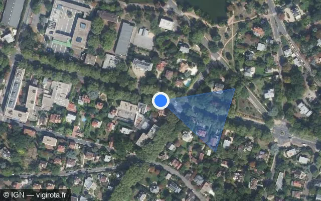Vue satellite de l'emplacement du radar de feu rouge à Le Vésinet