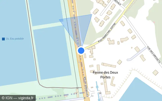 Vue plan de l'emplacement du radar de feu rouge à Louveciennes