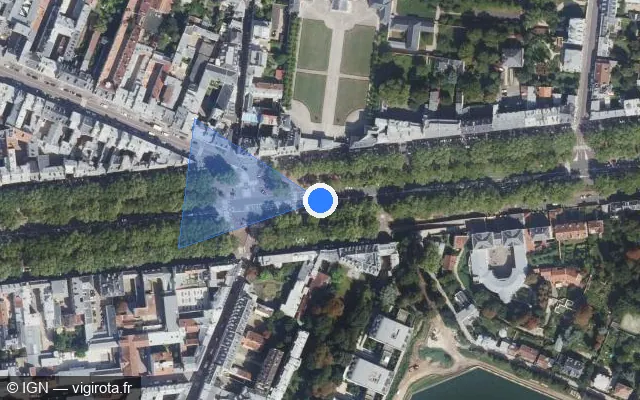 Vue satellite de l'emplacement du radar de feu rouge à Versailles
