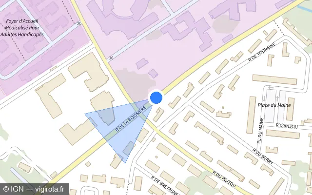 Vue plan de l'emplacement du radar de feu rouge à Plaisir