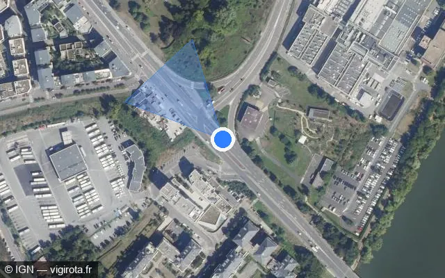 Vue satellite de l'emplacement du radar de feu rouge à Carrières-sous-Poissy