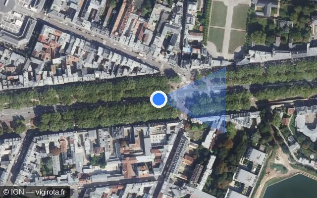 Vue satellite de l'emplacement du radar de feu rouge à Versailles