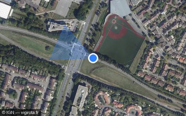 Vue satellite de l'emplacement du radar de feu rouge à Montigny-le-Bretonneux