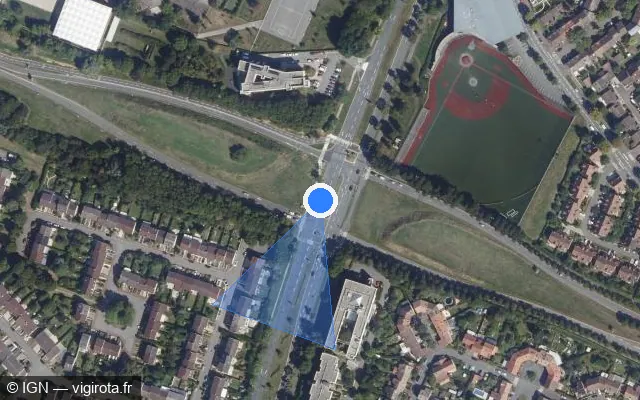 Vue satellite de l'emplacement du radar de feu rouge à Montigny-le-Bretonneux