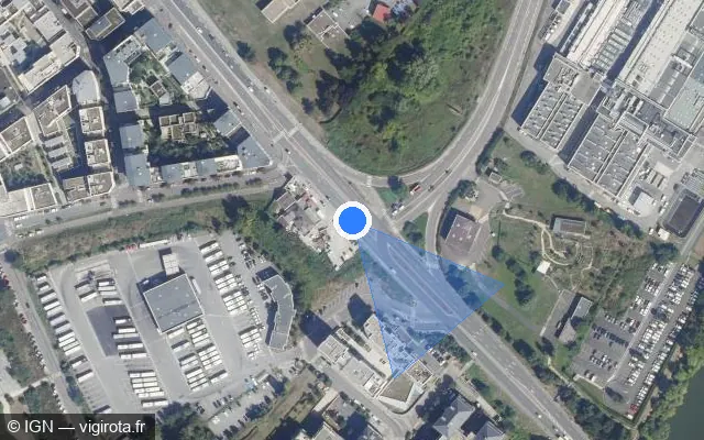 Vue satellite de l'emplacement du radar de feu rouge à Carrières-sous-Poissy