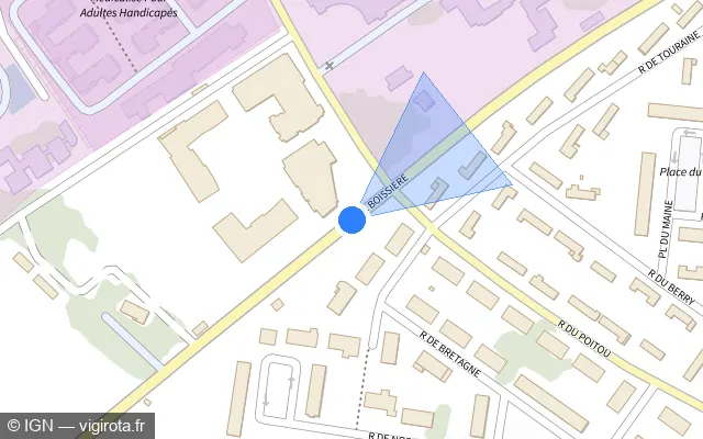 Vue plan de l'emplacement du radar de feu rouge à Plaisir