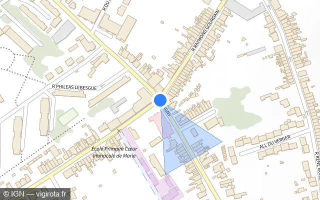 Vue plan de l'emplacement du radar de feu rouge à Longueau