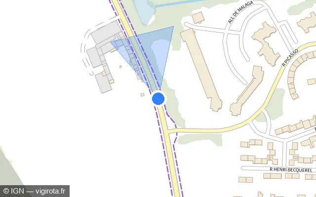 Vue plan de l'emplacement du radar de feu rouge à Amiens