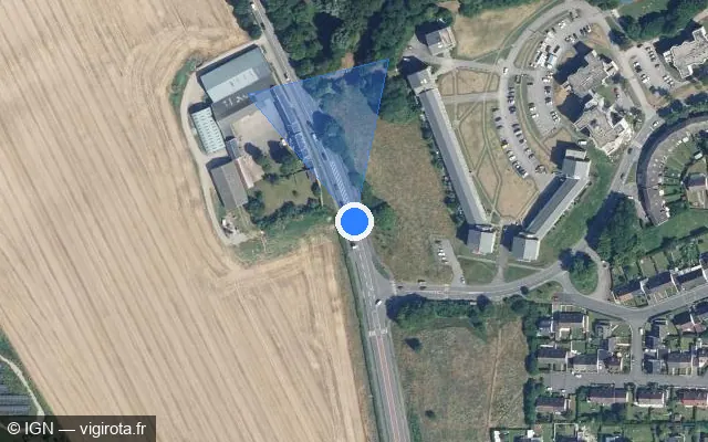 Vue satellite de l'emplacement du radar de feu rouge à Amiens