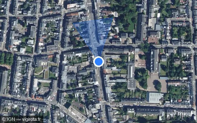 Vue satellite de l'emplacement du radar de feu rouge à Amiens