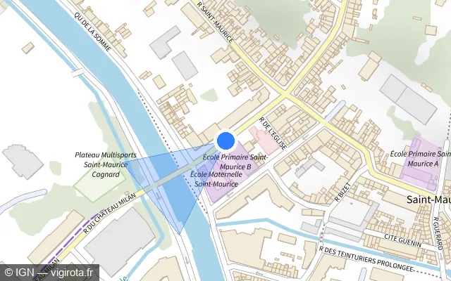 Vue plan de l'emplacement du radar de feu rouge à Amiens