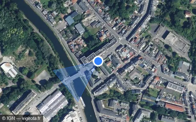Vue satellite de l'emplacement du radar de feu rouge à Amiens