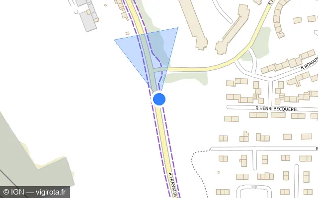 Vue plan de l'emplacement du radar de feu rouge à Amiens