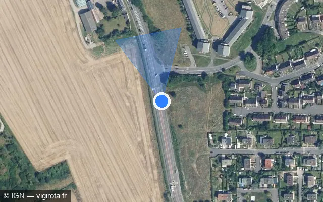 Vue satellite de l'emplacement du radar de feu rouge à Amiens