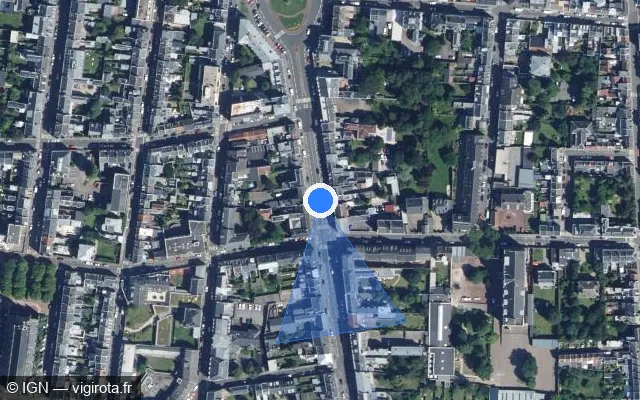 Vue satellite de l'emplacement du radar de feu rouge à Amiens