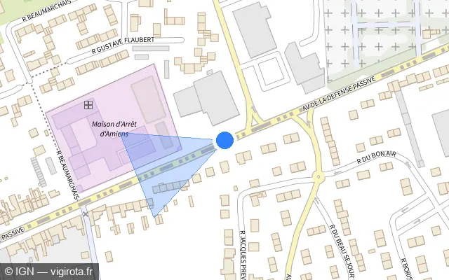 Vue plan de l'emplacement du radar de feu rouge à Rivery
