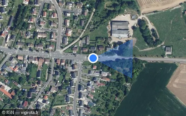 Vue satellite de l'emplacement du radar de feu rouge à Rivery