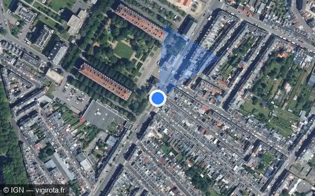 Vue satellite de l'emplacement du radar de feu rouge à Amiens