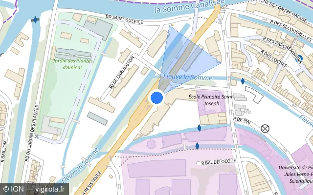 Vue plan de l'emplacement du radar de feu rouge à Amiens