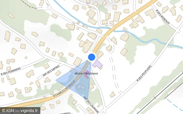 Vue plan de l'emplacement du radar de feu rouge à Argiésans