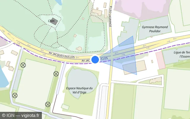 Vue plan de l'emplacement du radar de feu rouge à Sainte-Geneviève-des-Bois