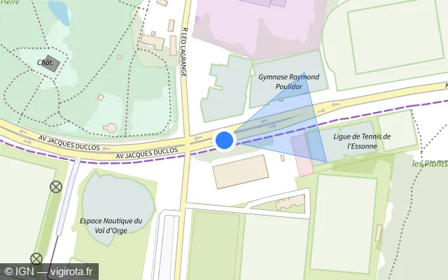 Vue plan de l'emplacement du radar de feu rouge à Sainte-Geneviève-des-Bois