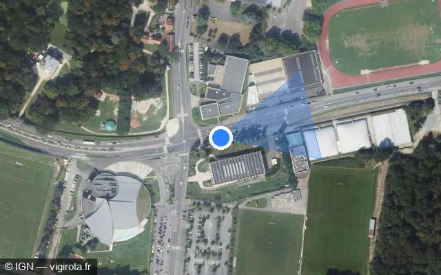 Vue satellite de l'emplacement du radar de feu rouge à Sainte-Geneviève-des-Bois