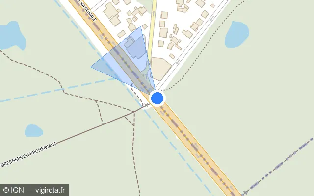 Vue plan de l'emplacement du radar de feu rouge à Épinay-sous-Sénart