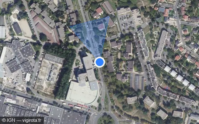 Vue satellite de l'emplacement du radar de feu rouge à Les Ulis