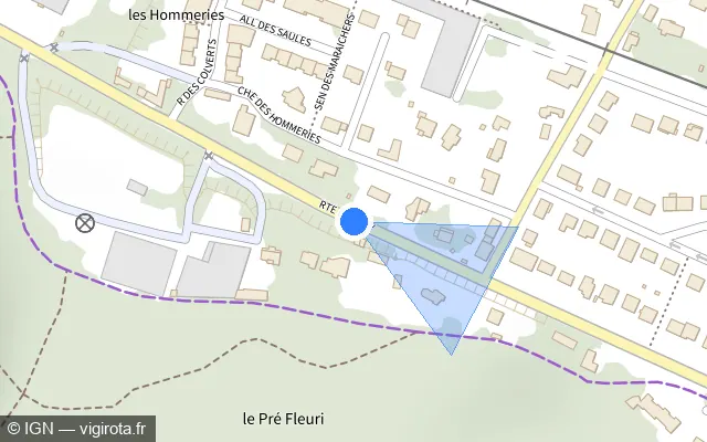 Vue plan de l'emplacement du radar de feu rouge à Bièvres