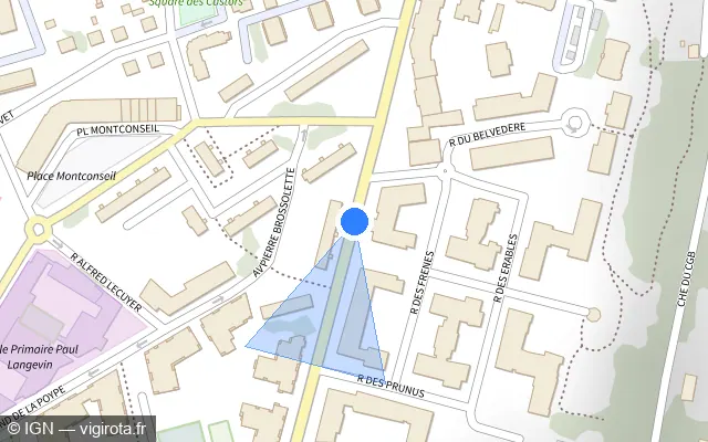 Vue plan de l'emplacement du radar de feu rouge à Corbeil-Essonnes
