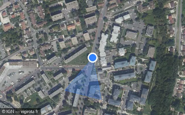 Vue satellite de l'emplacement du radar de feu rouge à Corbeil-Essonnes
