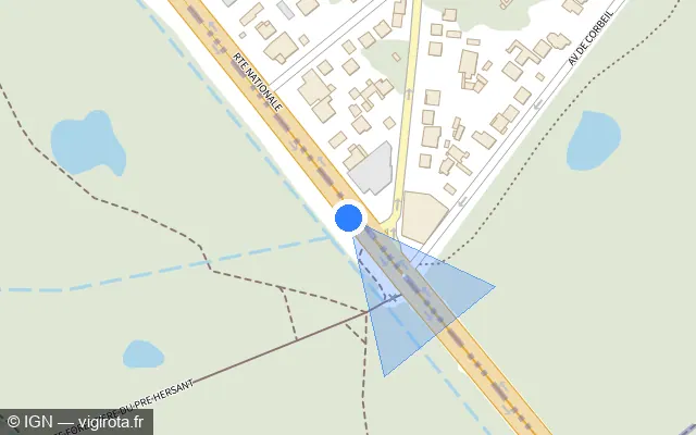 Vue plan de l'emplacement du radar de feu rouge à Épinay-sous-Sénart