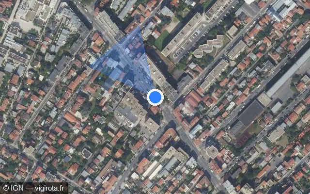 Vue satellite de l'emplacement du radar de feu rouge à Bois-Colombes