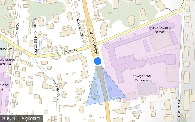 Vue plan de l'emplacement du radar de feu rouge à Saint-Cloud