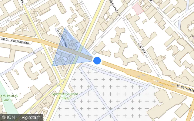 Vue plan de l'emplacement du radar de feu rouge à Boulogne-Billancourt