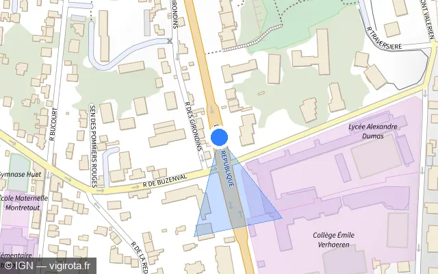 Vue plan de l'emplacement du radar de feu rouge à Saint-Cloud