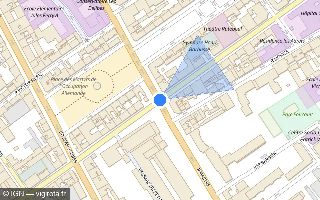 Vue plan de l'emplacement du radar de feu rouge à Clichy